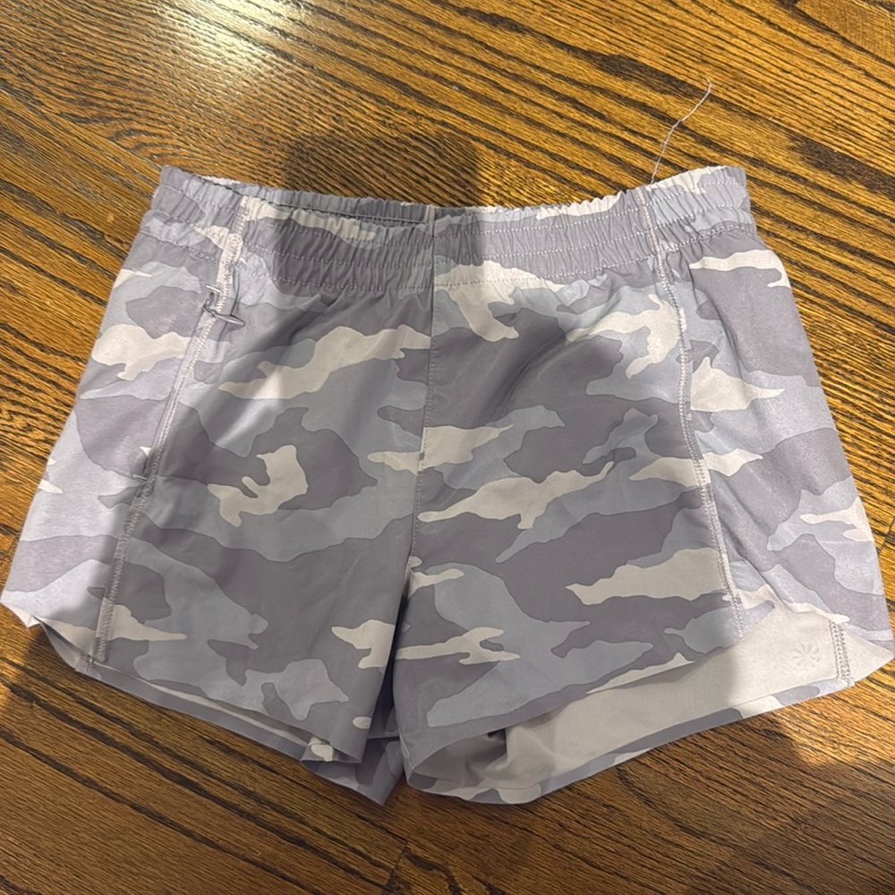 Athleta girls grey and white camouflage shorts size L (12) girls